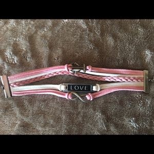 Pink & White Leather Bracelet